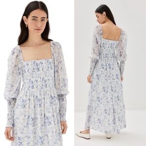 HILL HOUSE HOME The Angelica Nap Dress in Blue Pressed Flowers Print - NWT!! - M